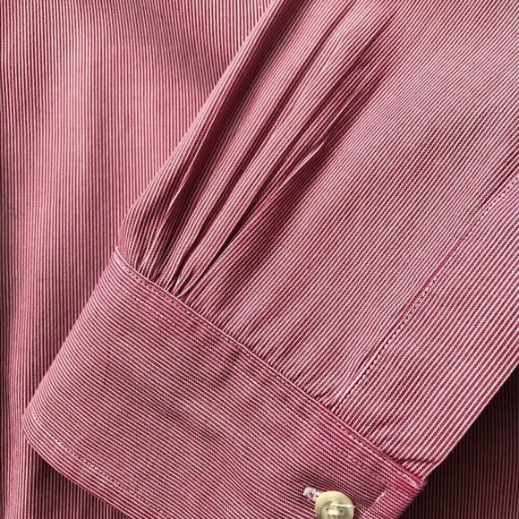 Brooks Brothers Men's Raspberry Red Fine Striped Shirt 100% cotton Sz 16 - 33 - Picture 10 of 15
